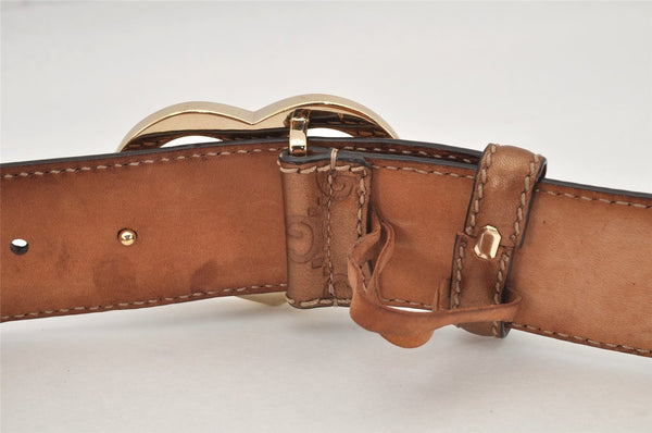 Authentic GUCCI Guccissima Heart Belt GG Leather 80cm 31.5" 245856 Brown 2968K