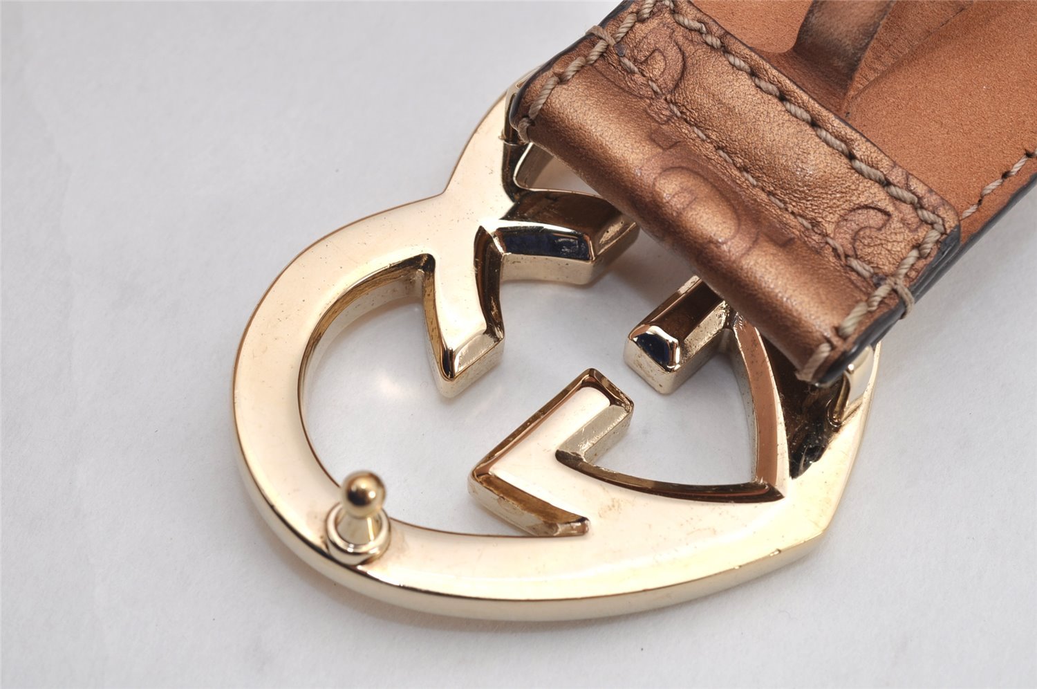 Authentic GUCCI Guccissima Heart Belt GG Leather 80cm 31.5