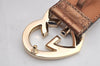 Authentic GUCCI Guccissima Heart Belt GG Leather 80cm 31.5" 245856 Brown 2968K