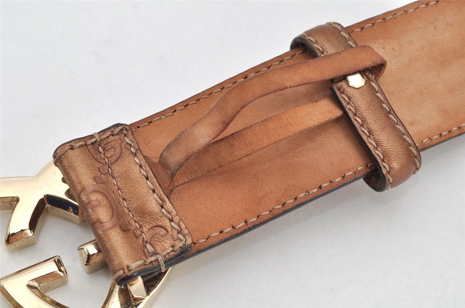Authentic GUCCI Guccissima Heart Belt GG Leather 80cm 31.5