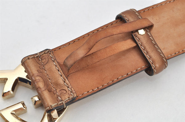 Authentic GUCCI Guccissima Heart Belt GG Leather 80cm 31.5" 245856 Brown 2968K