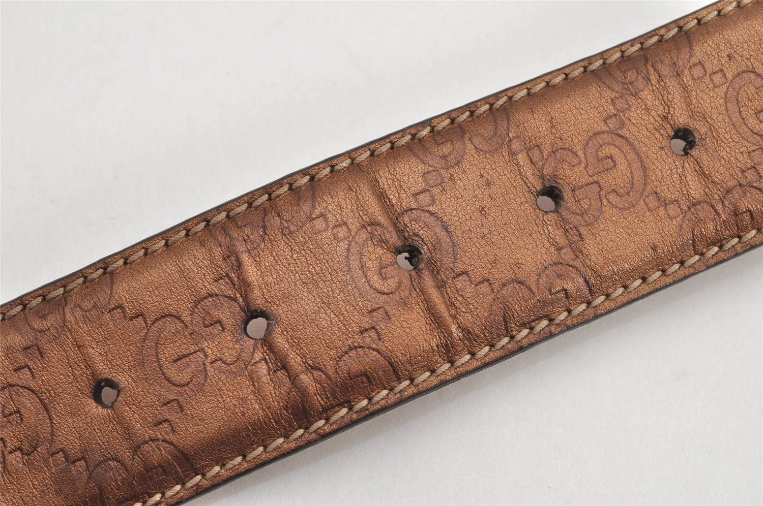 Authentic GUCCI Guccissima Heart Belt GG Leather 80cm 31.5