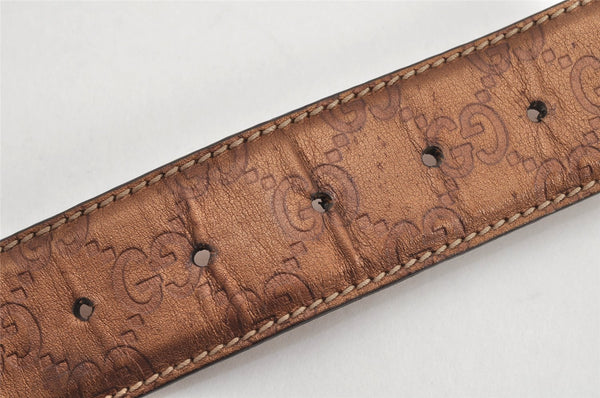 Authentic GUCCI Guccissima Heart Belt GG Leather 80cm 31.5" 245856 Brown 2968K