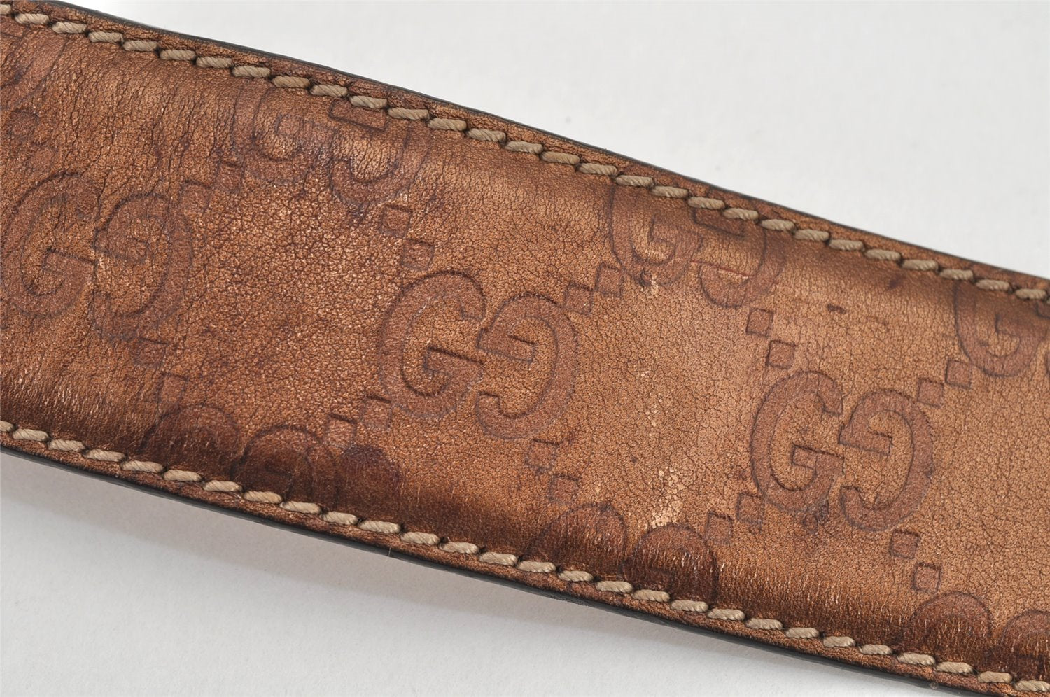 Authentic GUCCI Guccissima Heart Belt GG Leather 80cm 31.5
