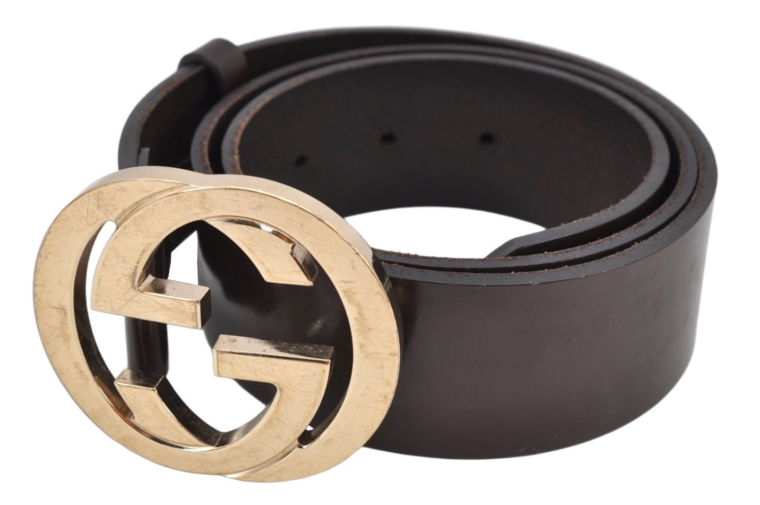 Authentic GUCCI Interlocking G Belt Leather Size 80cm 31.5