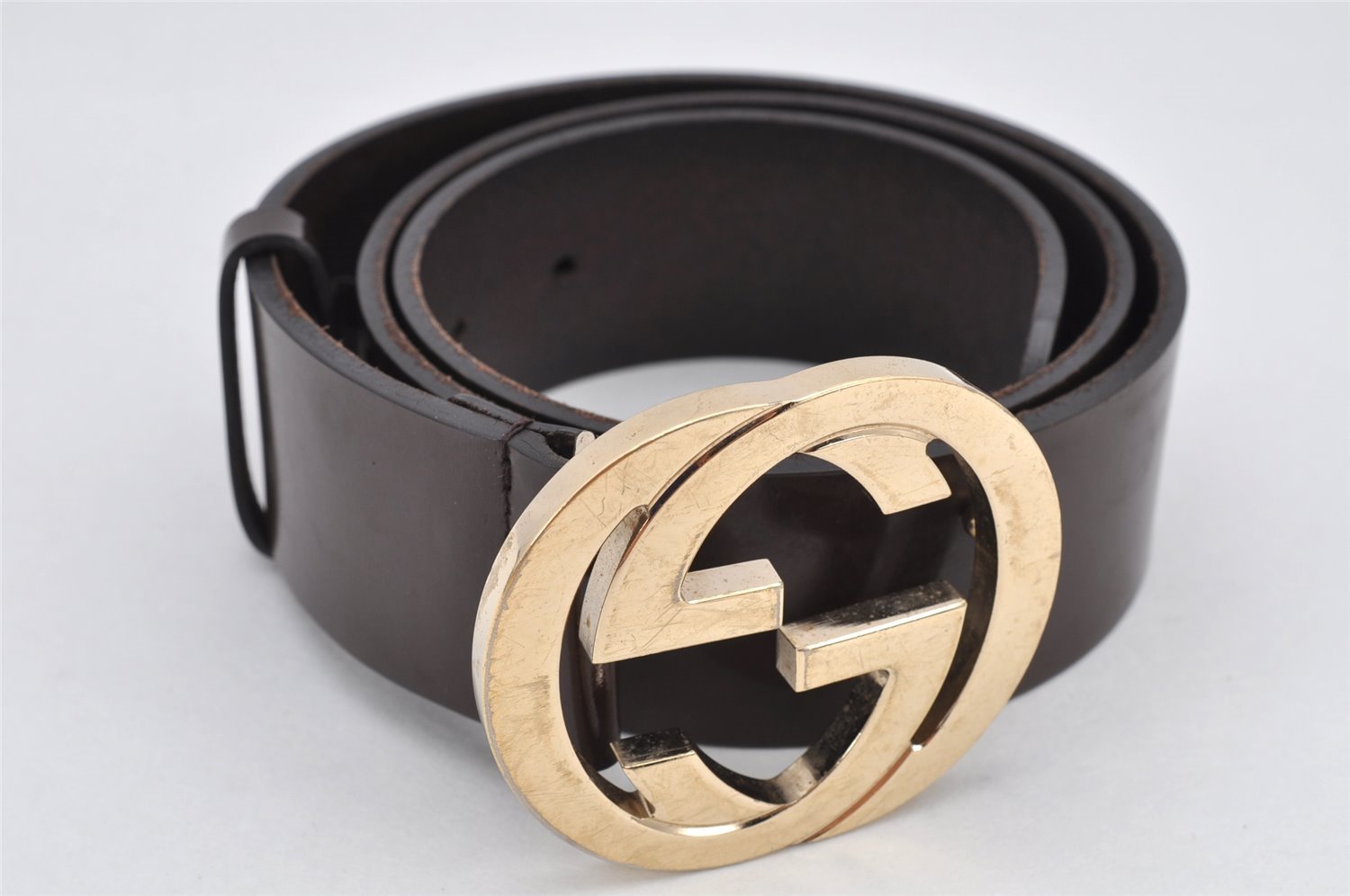 Authentic GUCCI Interlocking G Belt Leather Size 80cm 31.5