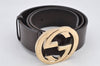 Authentic GUCCI Interlocking G Belt Leather Size 80cm 31.5" 114876 Brown 2969K