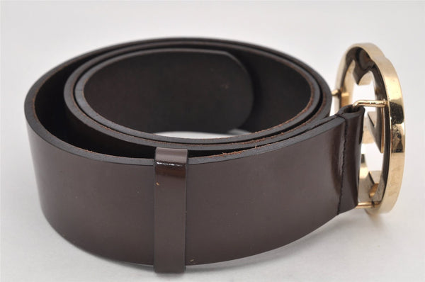 Authentic GUCCI Interlocking G Belt Leather Size 80cm 31.5" 114876 Brown 2969K