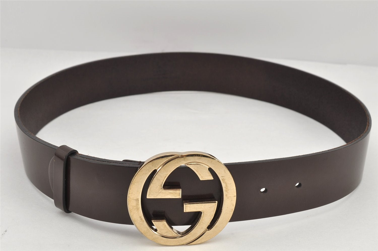 Authentic GUCCI Interlocking G Belt Leather Size 80cm 31.5