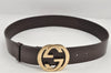 Authentic GUCCI Interlocking G Belt Leather Size 80cm 31.5" 114876 Brown 2969K