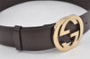 Authentic GUCCI Interlocking G Belt Leather Size 80cm 31.5" 114876 Brown 2969K