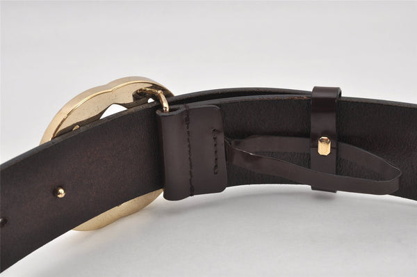 Authentic GUCCI Interlocking G Belt Leather Size 80cm 31.5" 114876 Brown 2969K