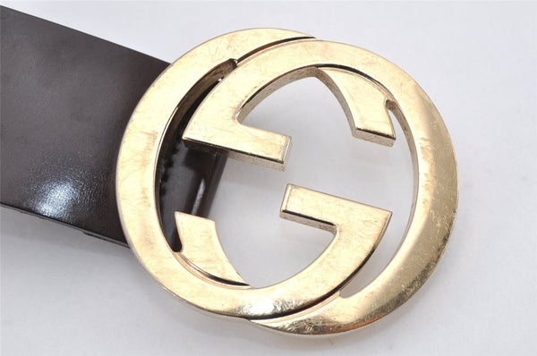 Authentic GUCCI Interlocking G Belt Leather Size 80cm 31.5" 114876 Brown 2969K