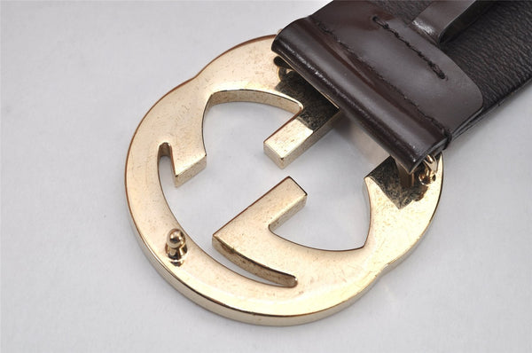 Authentic GUCCI Interlocking G Belt Leather Size 80cm 31.5" 114876 Brown 2969K