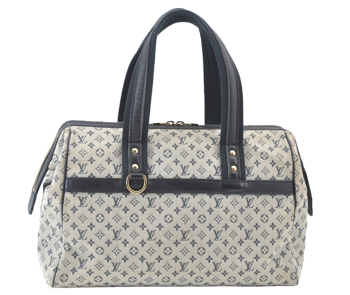 Authentic Louis Vuitton Monogram Mini Josephine GM Hand Bag Blue M92211 LV 2970H
