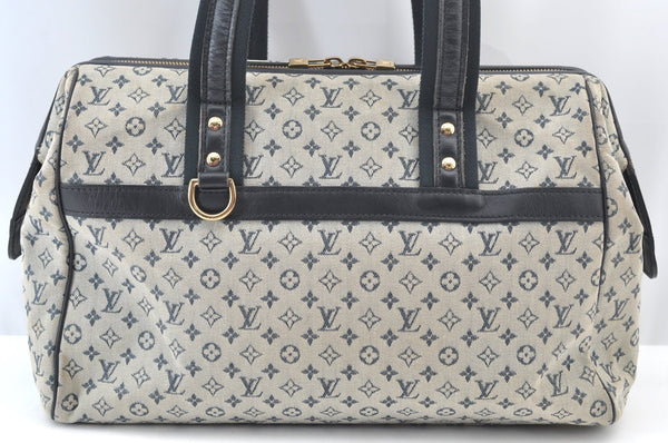 Authentic Louis Vuitton Monogram Mini Josephine GM Hand Bag Blue M92211 LV 2970H