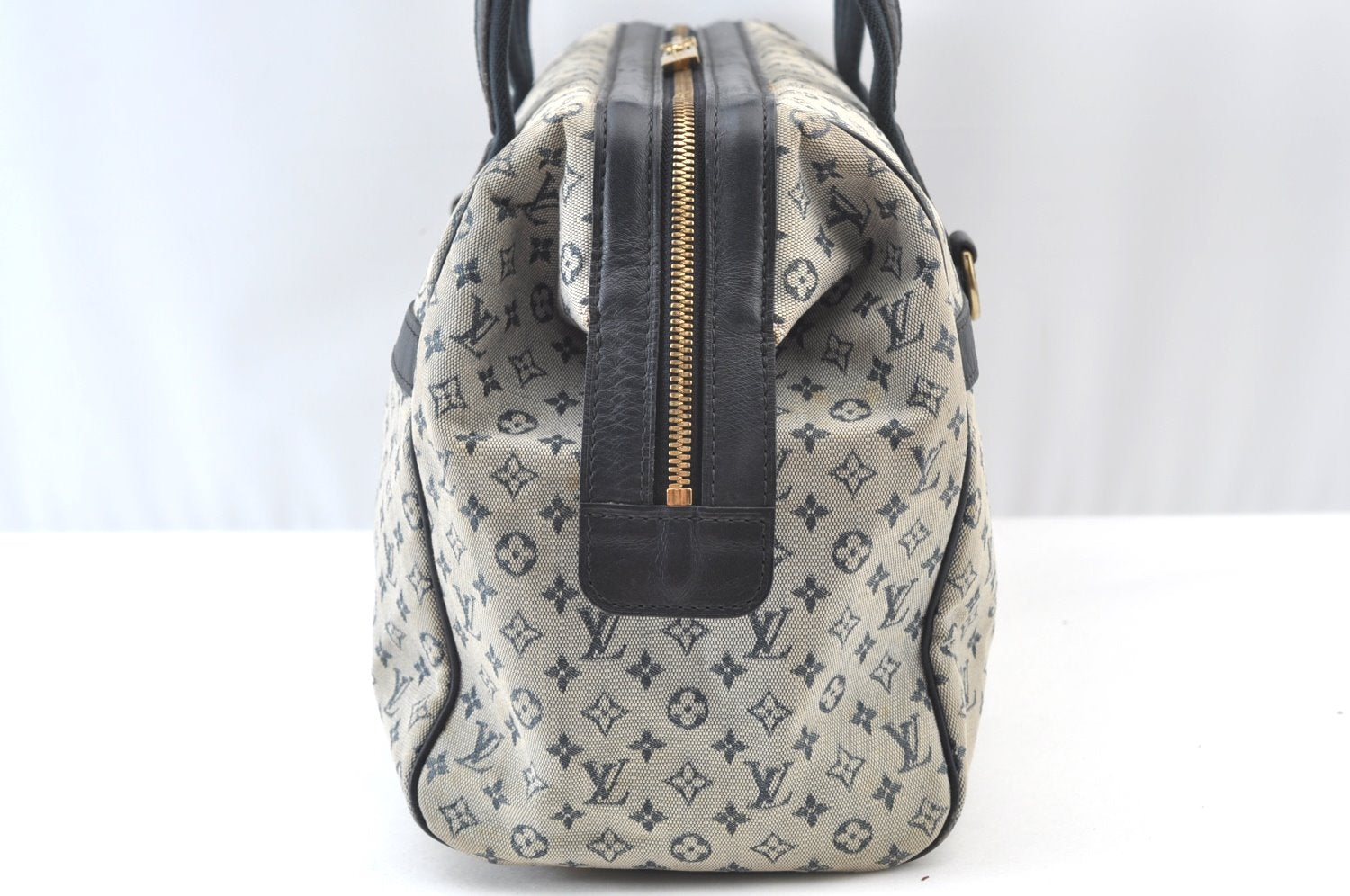 Authentic Louis Vuitton Monogram Mini Josephine GM Hand Bag Blue M92211 LV 2970H