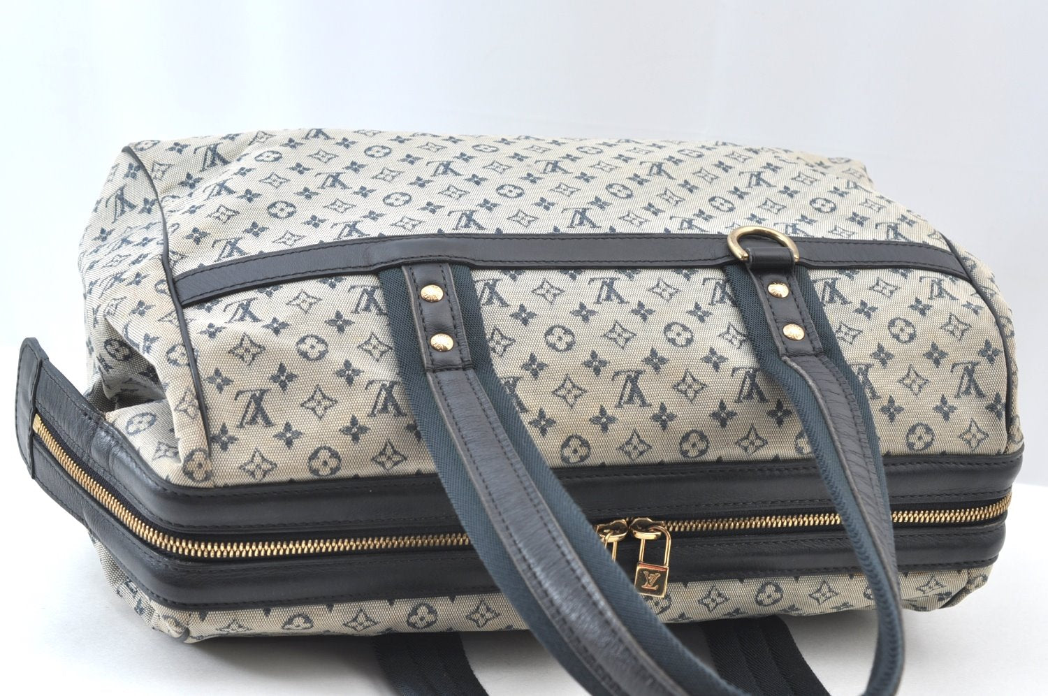 Authentic Louis Vuitton Monogram Mini Josephine GM Hand Bag Blue M92211 LV 2970H