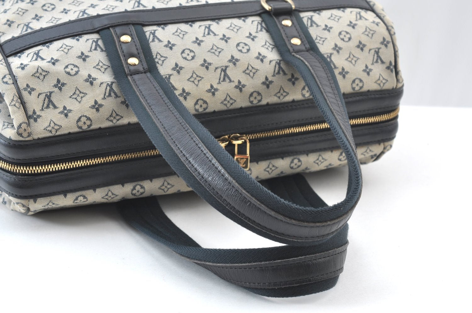 Authentic Louis Vuitton Monogram Mini Josephine GM Hand Bag Blue M92211 LV 2970H