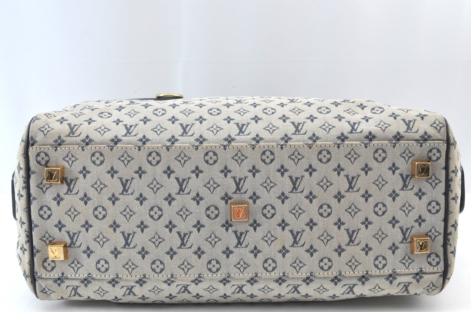 Authentic Louis Vuitton Monogram Mini Josephine GM Hand Bag Blue M92211 LV 2970H