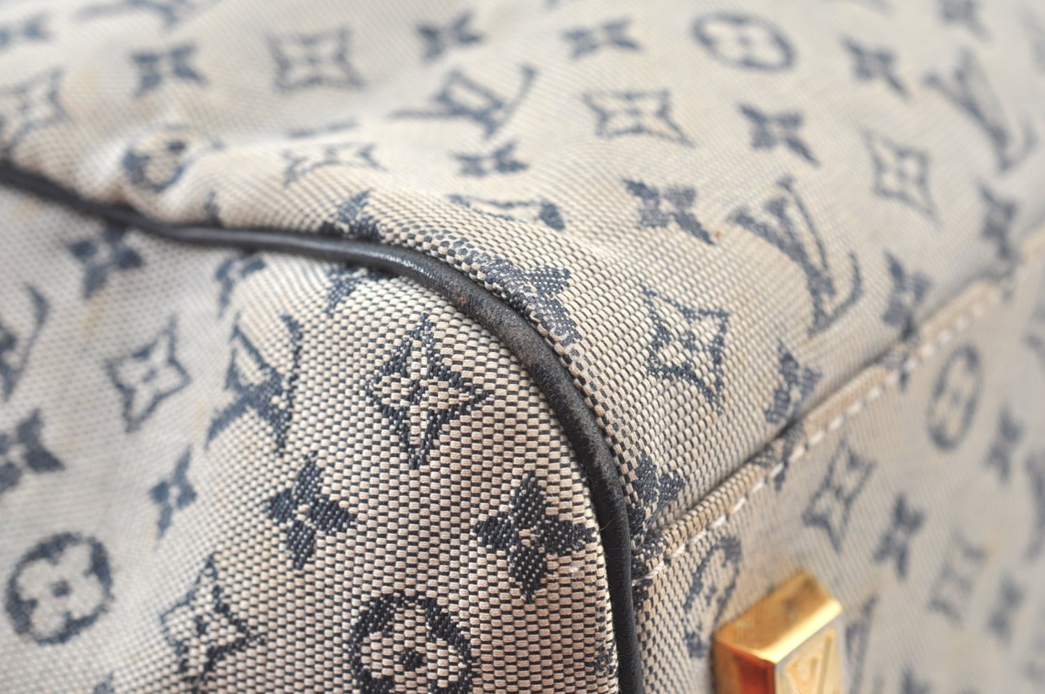 Authentic Louis Vuitton Monogram Mini Josephine GM Hand Bag Blue M92211 LV 2970H