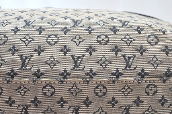 Authentic Louis Vuitton Monogram Mini Josephine GM Hand Bag Blue M92211 LV 2970H