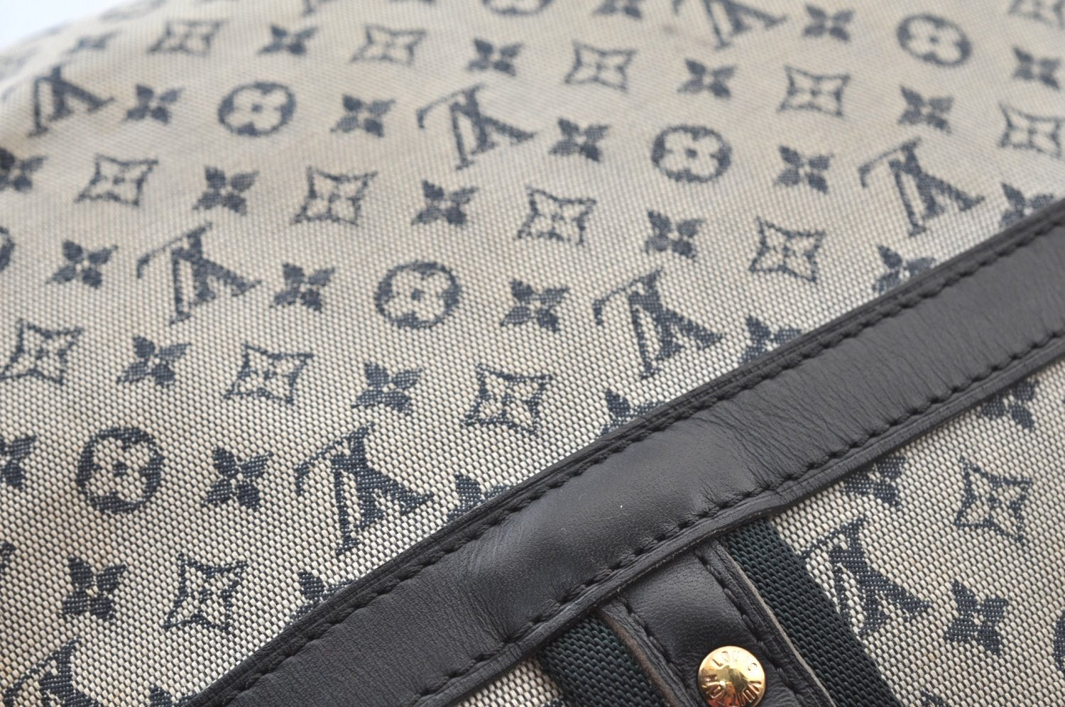 Authentic Louis Vuitton Monogram Mini Josephine GM Hand Bag Blue M92211 LV 2970H