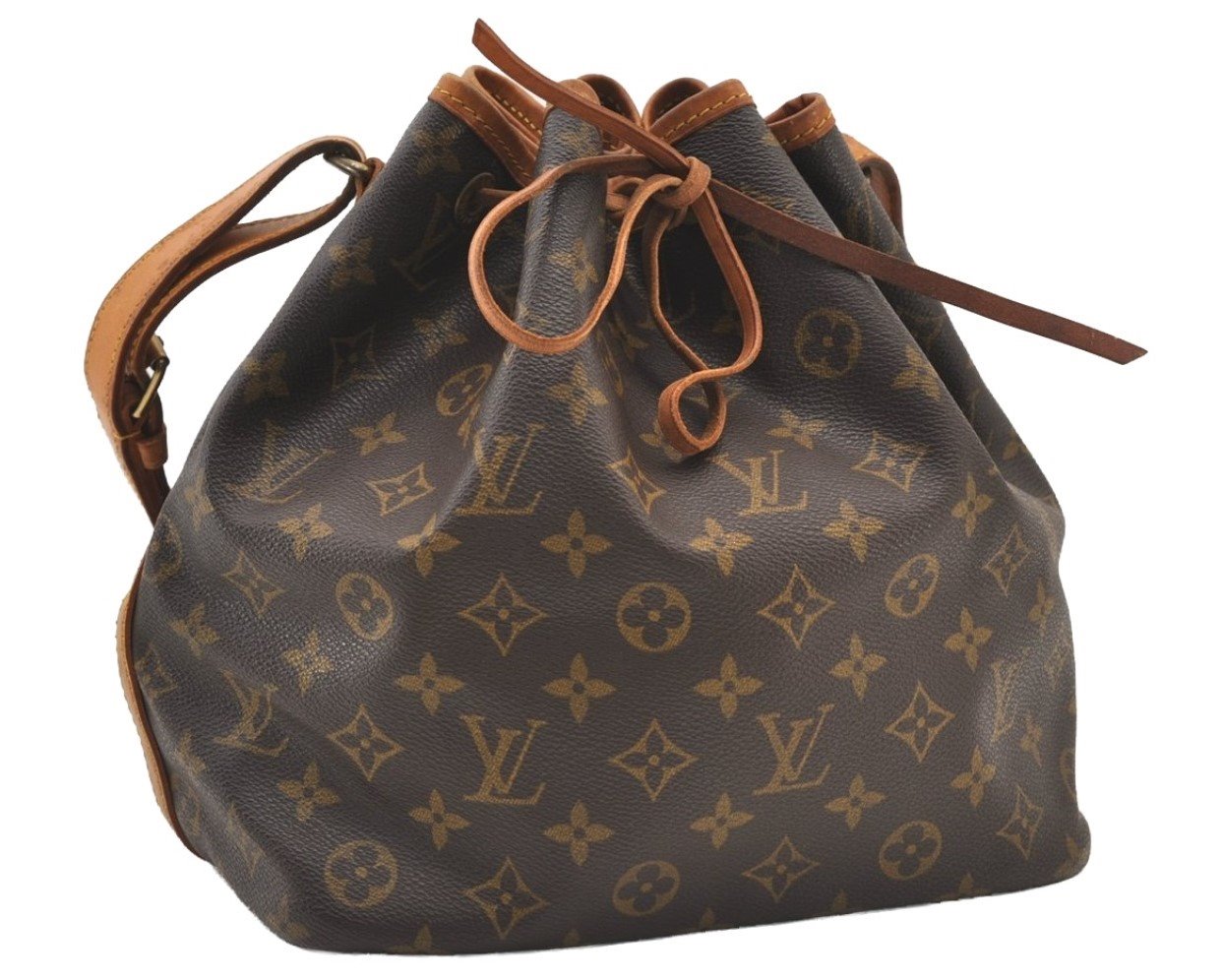 Authentic Louis Vuitton Monogram Petit Noe M42226 Shoulder Drawstring Bag 2971J