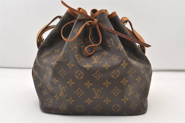 Authentic Louis Vuitton Monogram Petit Noe M42226 Shoulder Drawstring Bag 2971J
