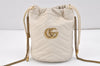 Authentic GUCCI GG Marmont Chain Shoulder Cross Bag Leather 575163 White 2971K