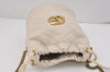Authentic GUCCI GG Marmont Chain Shoulder Cross Bag Leather 575163 White 2971K