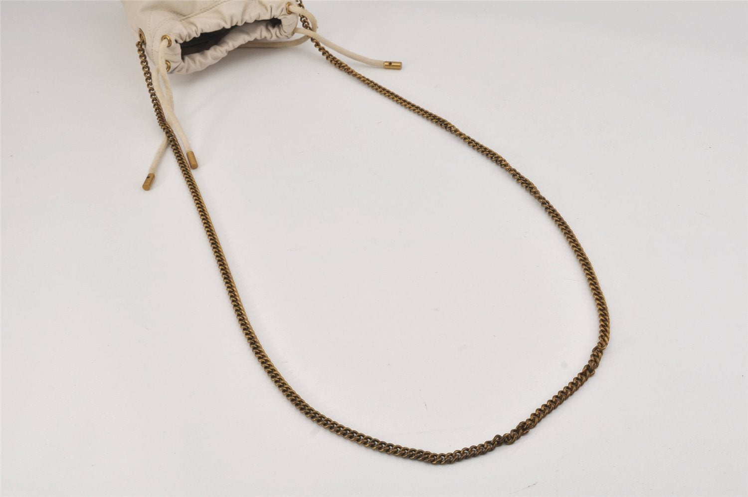 Authentic GUCCI GG Marmont Chain Shoulder Cross Bag Leather 575163 White 2971K