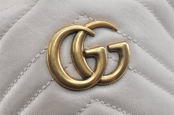 Authentic GUCCI GG Marmont Chain Shoulder Cross Bag Leather 575163 White 2971K