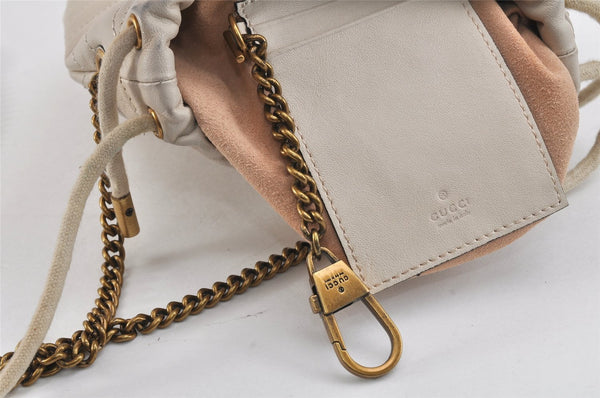 Authentic GUCCI GG Marmont Chain Shoulder Cross Bag Leather 575163 White 2971K