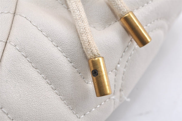 Authentic GUCCI GG Marmont Chain Shoulder Cross Bag Leather 575163 White 2971K