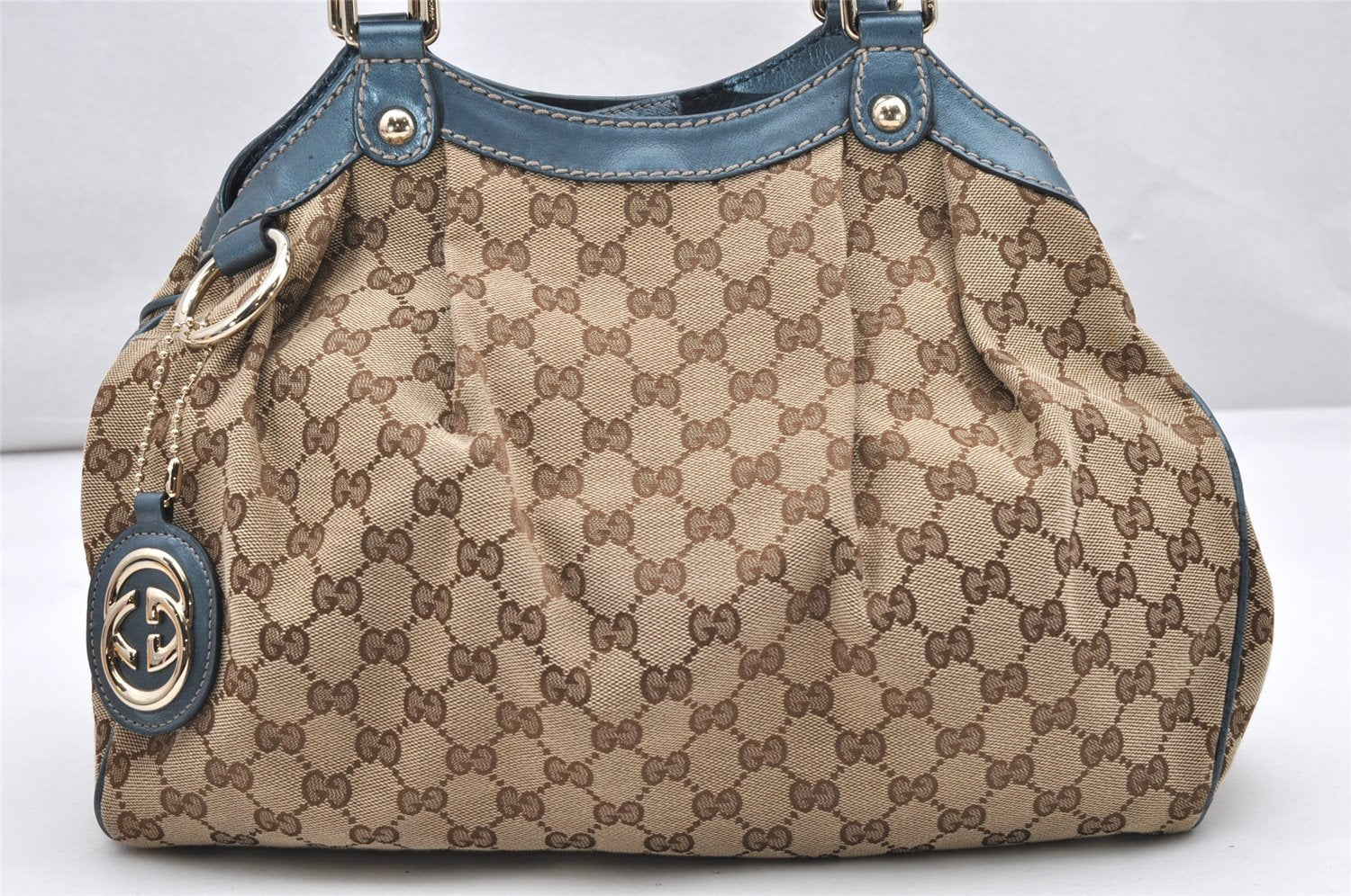 Authentic GUCCI Sukey Shoulder Tote Bag GG Canvas Leather 211944 Brown 2973K