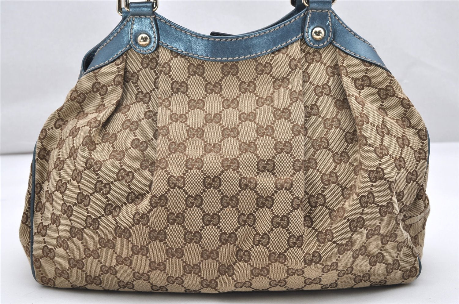Authentic GUCCI Sukey Shoulder Tote Bag GG Canvas Leather 211944 Brown 2973K