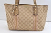 Authentic GUCCI Sherry Line Tote Bag GG Canvas Leather 137396 Beige 2974K