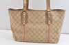 Authentic GUCCI Sherry Line Tote Bag GG Canvas Leather 137396 Beige 2974K