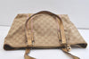 Authentic GUCCI Sherry Line Tote Bag GG Canvas Leather 137396 Beige 2974K