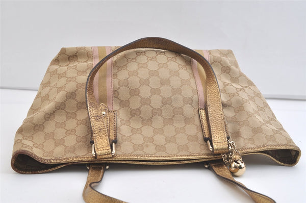 Authentic GUCCI Sherry Line Tote Bag GG Canvas Leather 137396 Beige 2974K