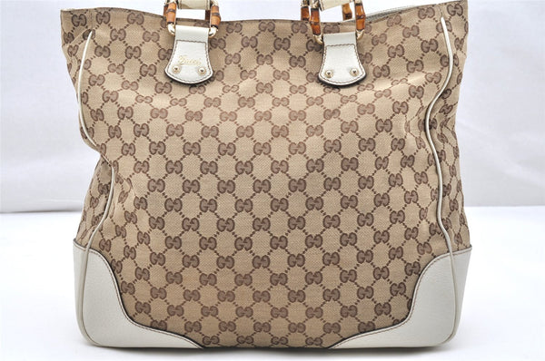 Authentic GUCCI Bamboo Shoulder Tote Bag GG Canvas Leather 154375 Brown 2976K