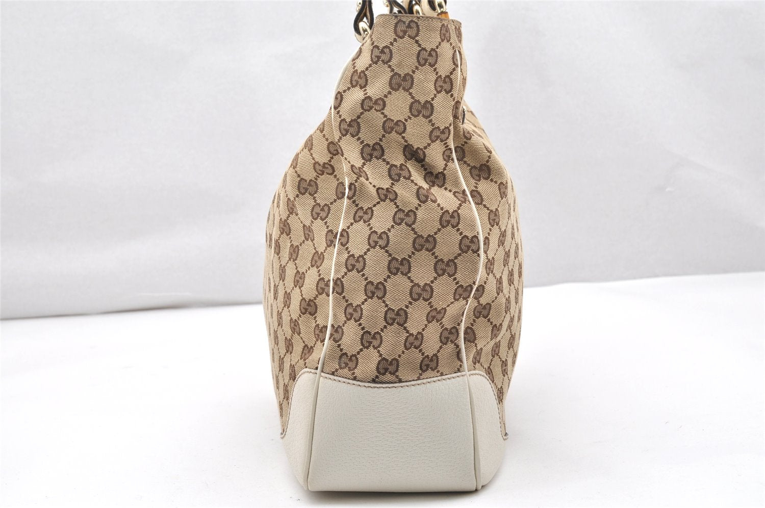 Authentic GUCCI Bamboo Shoulder Tote Bag GG Canvas Leather 154375 Brown 2976K