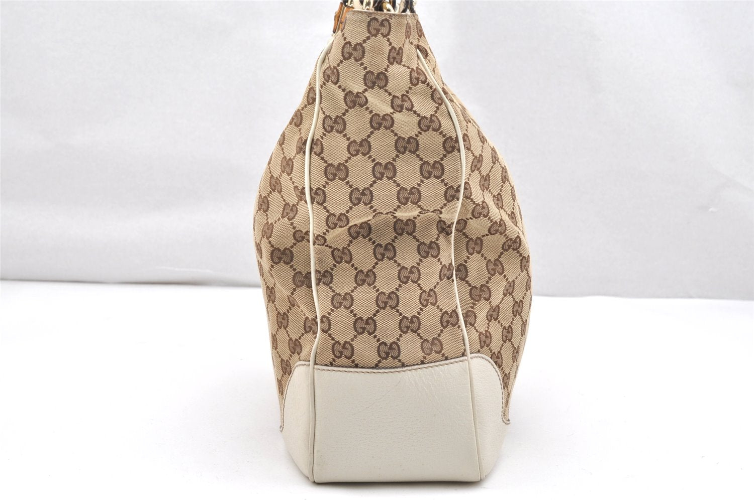 Authentic GUCCI Bamboo Shoulder Tote Bag GG Canvas Leather 154375 Brown 2976K