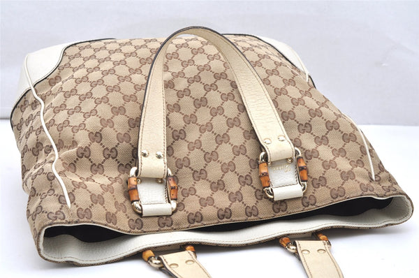 Authentic GUCCI Bamboo Shoulder Tote Bag GG Canvas Leather 154375 Brown 2976K