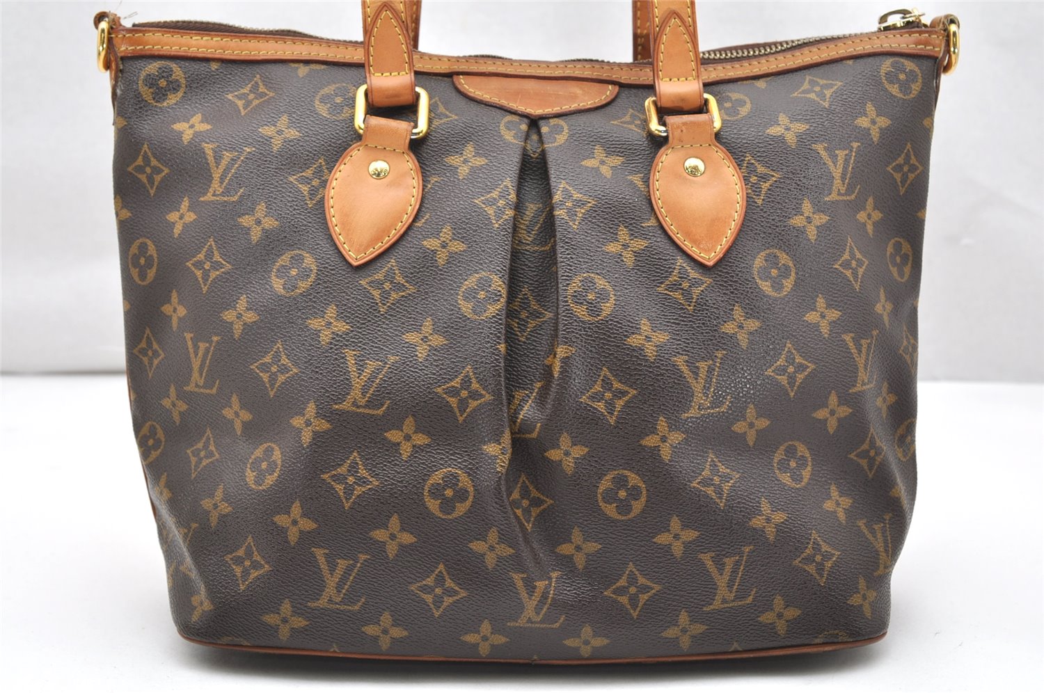 Authentic Louis Vuitton Monogram Palermo PM Shoulder Tote Bag M40145 LV 2977K