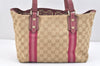 Authentic GUCCI Sherry Line Tote Bag GG Canvas Leather 137396 Beige 2978K