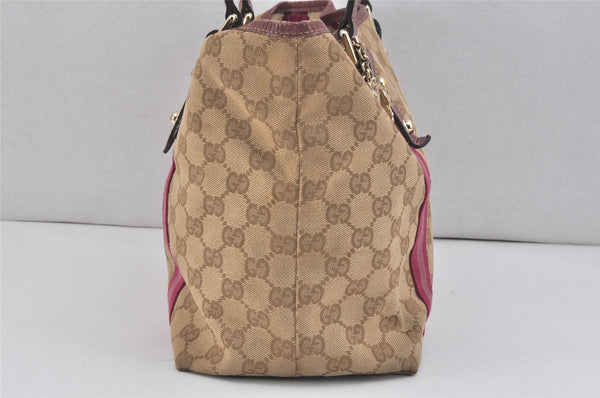 Authentic GUCCI Sherry Line Tote Bag GG Canvas Leather 137396 Beige 2978K