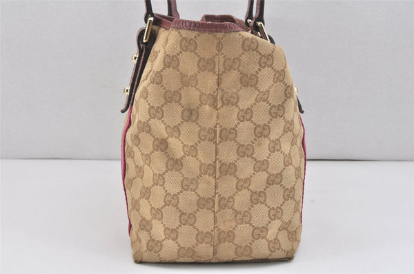 Authentic GUCCI Sherry Line Tote Bag GG Canvas Leather 137396 Beige 2978K