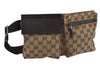 Authentic GUCCI Waist Body Bag Purse GG Canvas Leather 28566 Brown 2979J